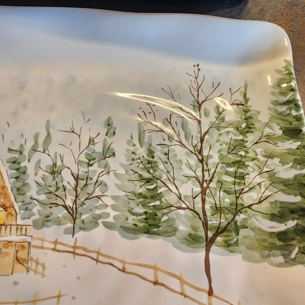 Maxcera SNOWVILLE Square Serving Dinner Plate 11